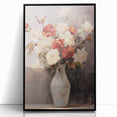 Vintage Botanical Art Prints – Red and White Roses in Vase Illustration