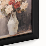 Vintage Botanical Art Prints – Red and White Roses in Vase Illustration