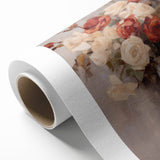 Vintage Botanical Art Prints – Red and White Roses in Vase Illustration