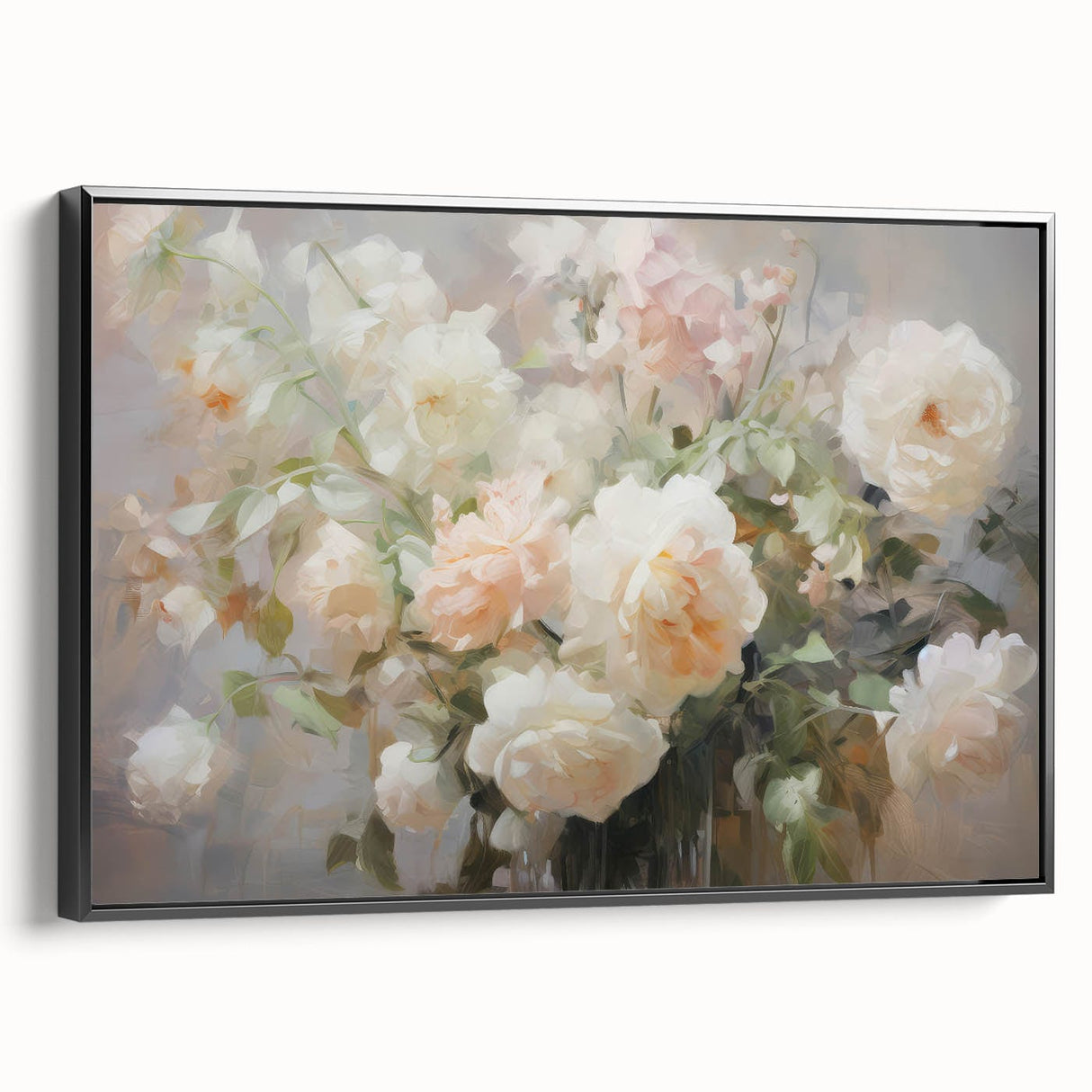 Vintage Botanical Art Prints – Soft Pink Roses in Vase Illustration