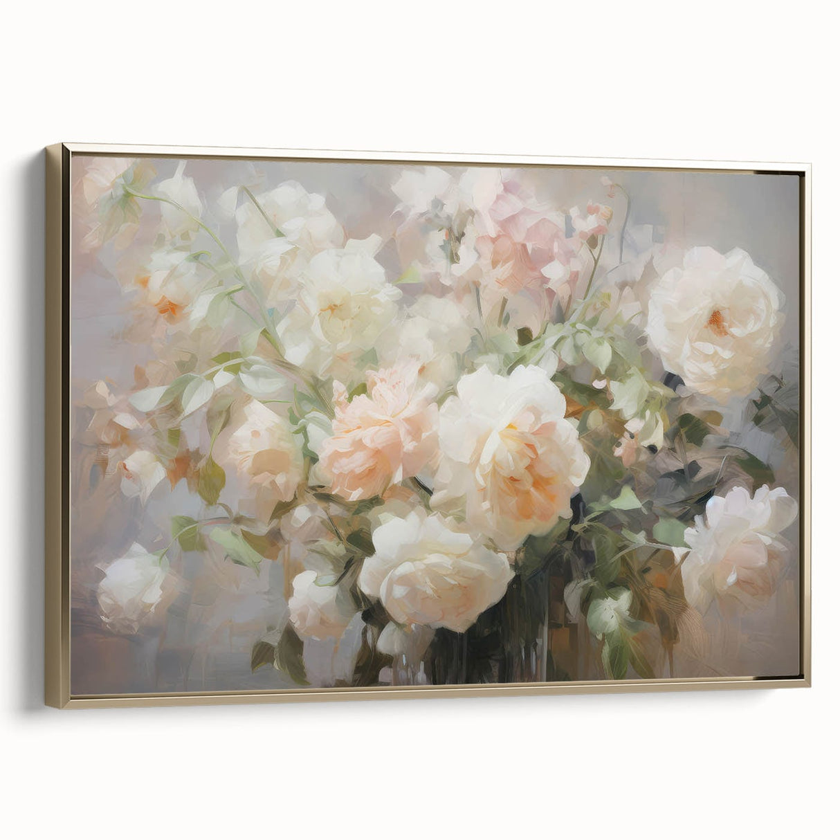 Vintage Botanical Art Prints – Soft Pink Roses in Vase Illustration