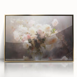 Vintage Botanical Art Prints – Soft Pink Roses in Vase Illustration