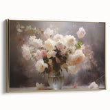 Vintage Botanical Art Prints – Soft Pink Roses in Vase Illustration