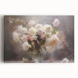 Vintage Botanical Art Prints – Soft Pink Roses in Vase Illustration