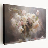 Vintage Botanical Art Prints – Soft Pink Roses in Vase Illustration