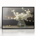 Vintage Botanical Art Prints – White Flowers in Glass Vase Illustration