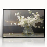 Vintage Botanical Art Prints – White Flowers in Glass Vase Illustration