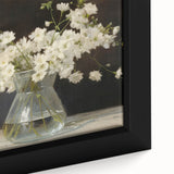 Vintage Botanical Art Prints – White Flowers in Glass Vase Illustration