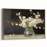 Vintage Botanical Art Prints – White Flowers in Glass Vase Illustration