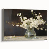 Vintage Botanical Art Prints – White Flowers in Glass Vase Illustration