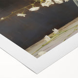 Vintage Botanical Art Prints – White Flowers in Glass Vase Illustration