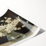 Vintage Botanical Art Prints – White Flowers in Glass Vase Illustration