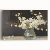 Vintage Botanical Art Prints – White Flowers in Glass Vase Illustration