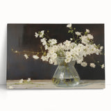 Vintage Botanical Art Prints – White Flowers in Glass Vase Illustration