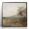 Vintage Botanical Art Print - Serene Landscape with Tree – Framed