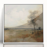 Vintage Botanical Art Print - Serene Landscape with Tree – Framed