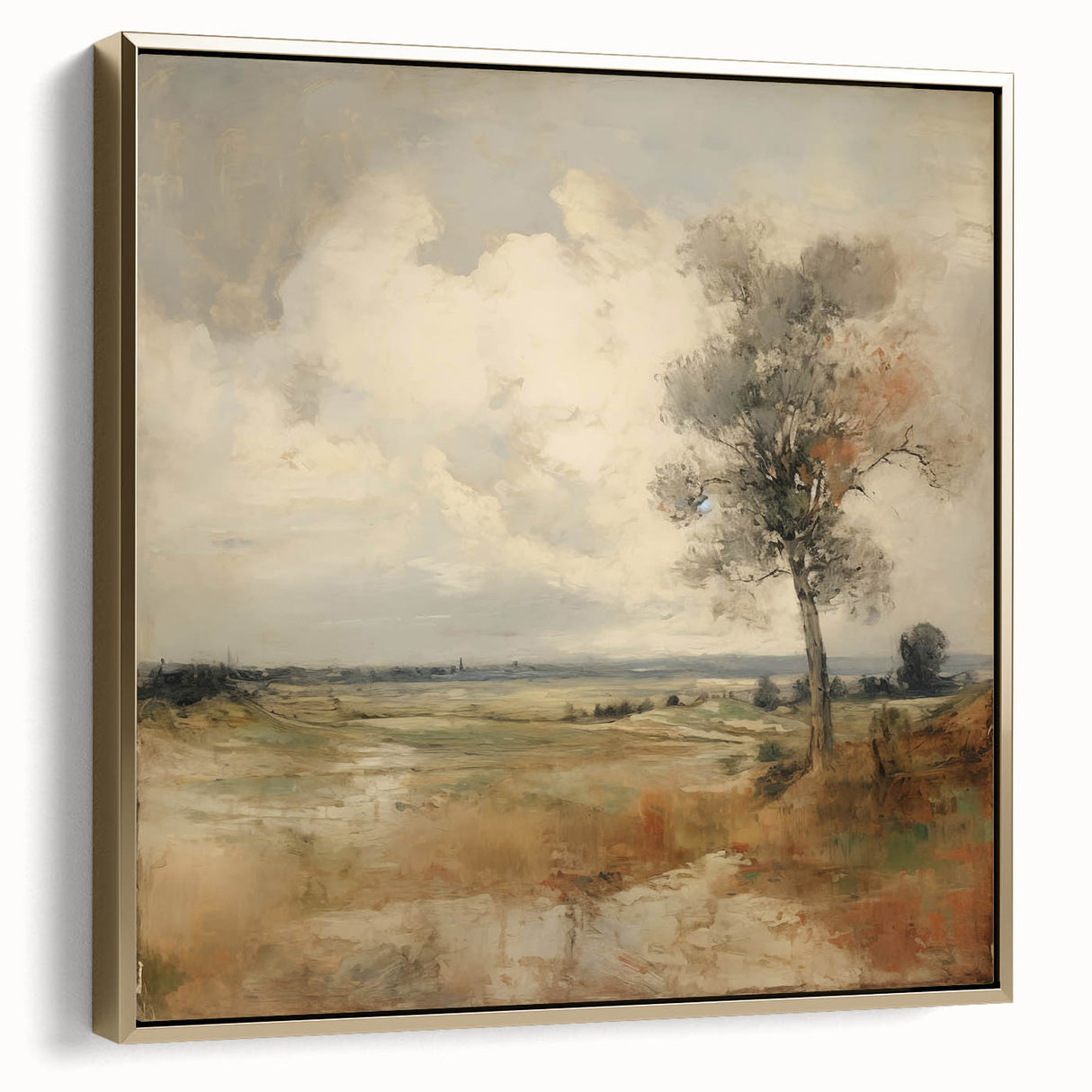 Vintage Botanical Art Print - Serene Landscape with Tree – Framed