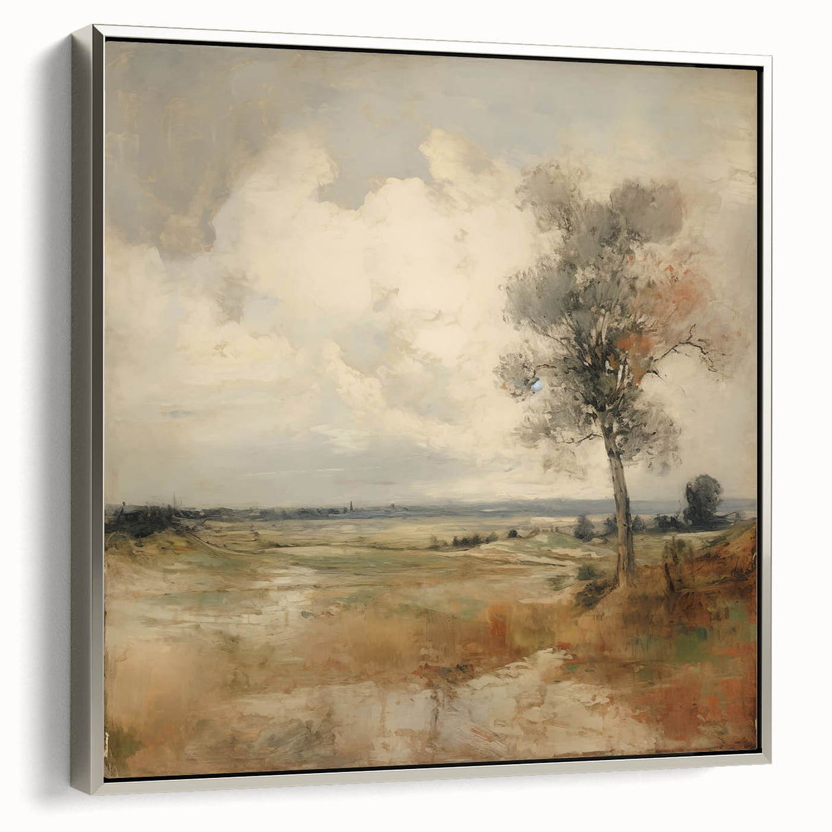 Vintage Botanical Art Print - Serene Landscape with Tree – Framed