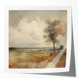 Vintage Botanical Art Print - Serene Landscape with Tree – Framed