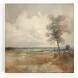 Vintage Botanical Art Print - Serene Landscape with Tree – Framed