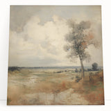 Vintage Botanical Art Print - Serene Landscape with Tree – Framed