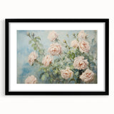 Vintage Botanical Art Print - Soft Pink Roses – Framed