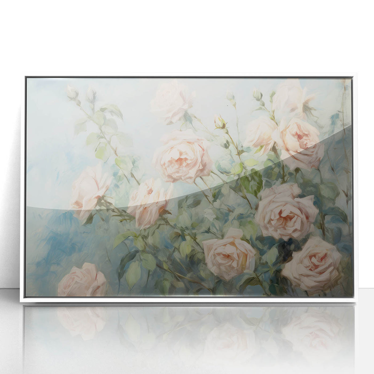 Vintage Botanical Art Print - Soft Pink Roses – Framed