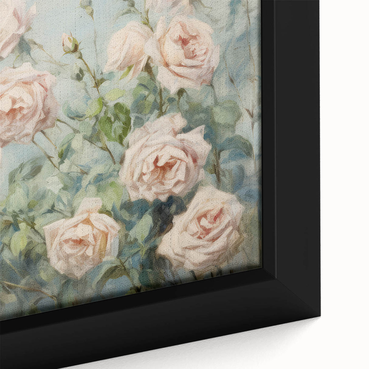 Vintage Botanical Art Print - Soft Pink Roses – Framed