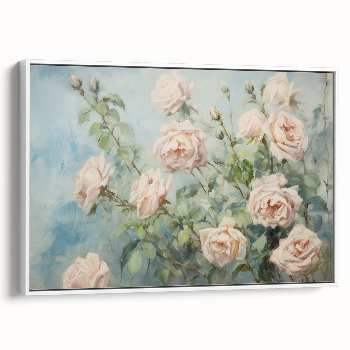 Vintage Botanical Art Print - Soft Pink Roses – Framed