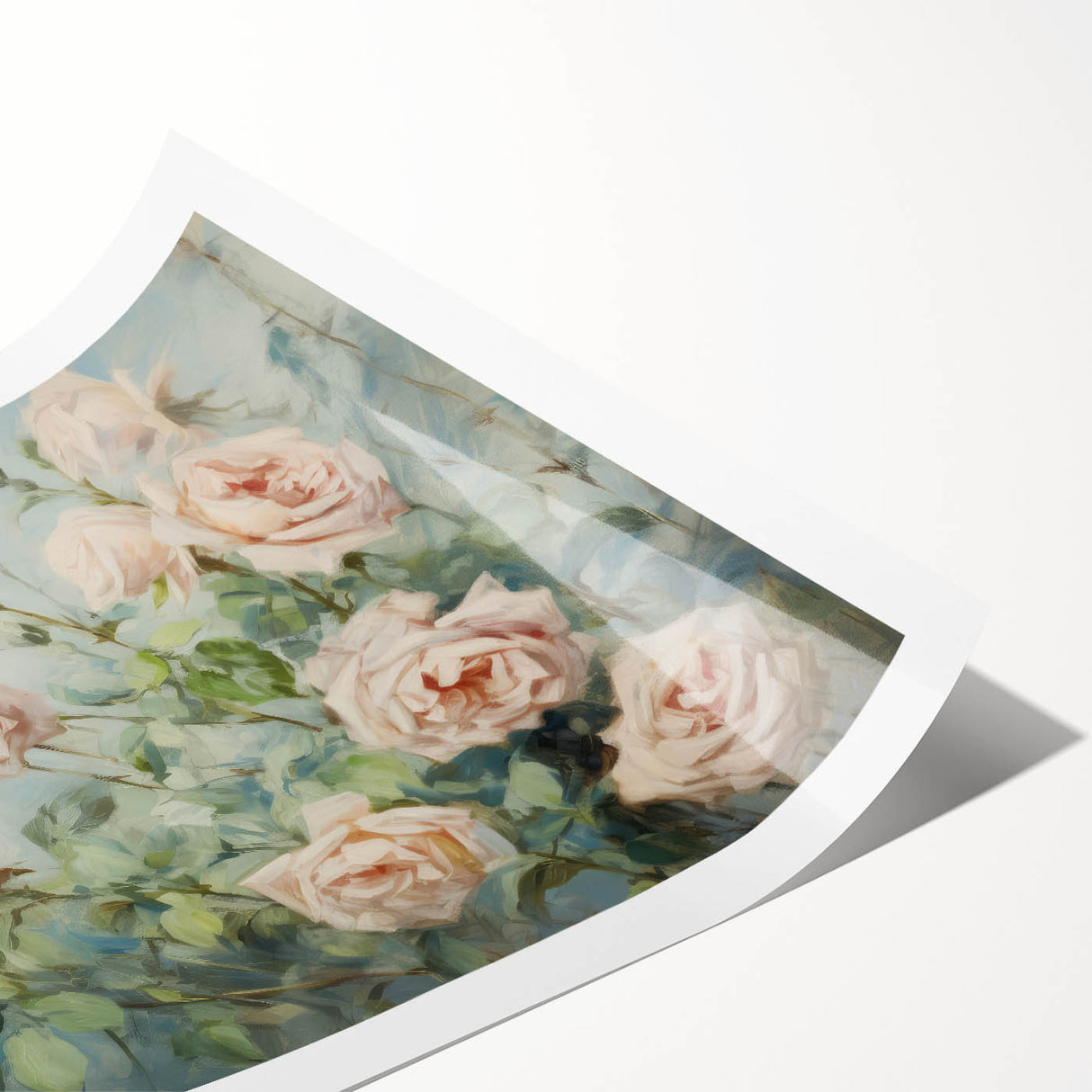 Vintage Botanical Art Print - Soft Pink Roses – Framed
