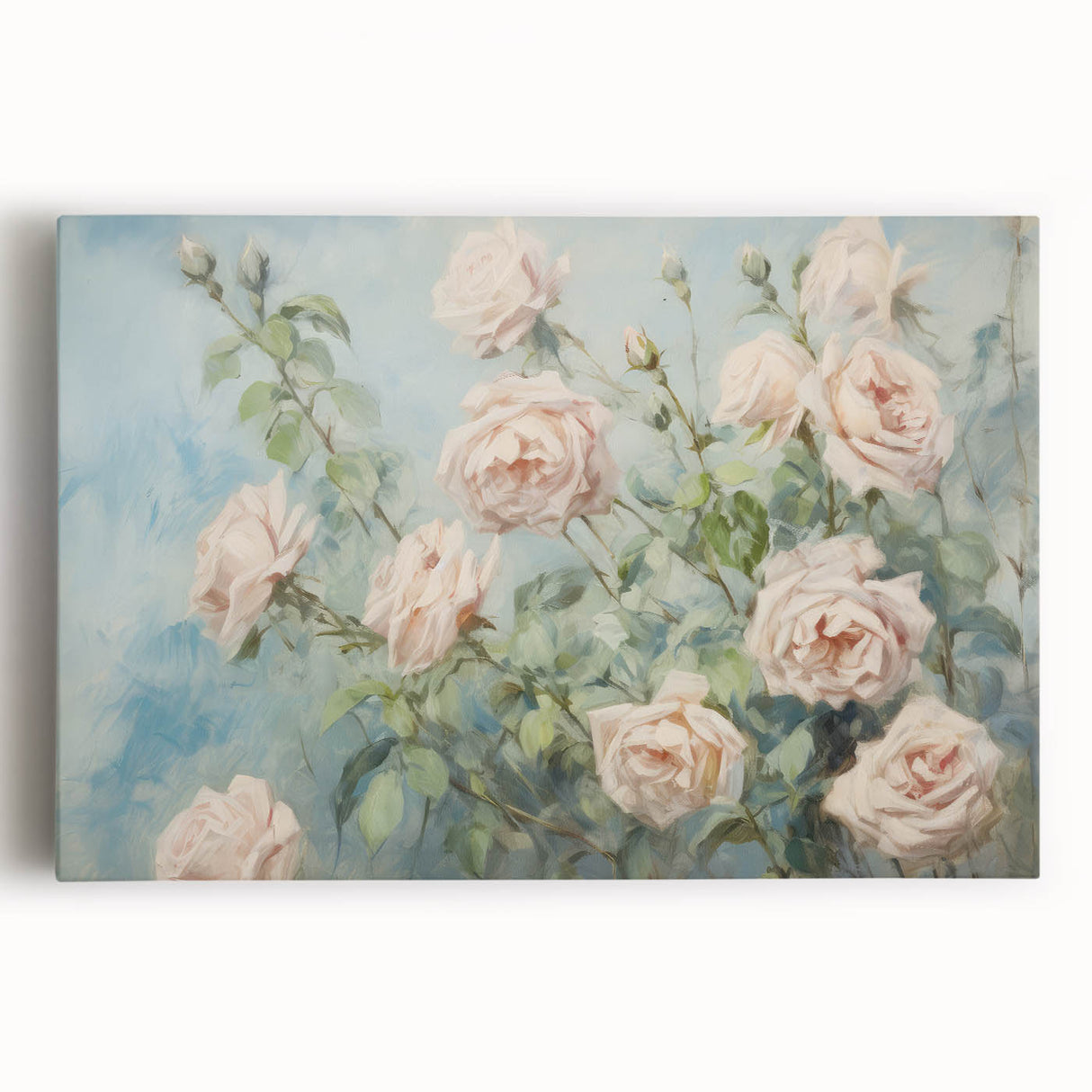 Vintage Botanical Art Print - Soft Pink Roses – Framed
