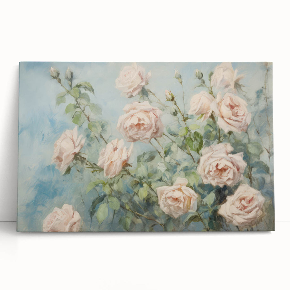Vintage Botanical Art Print - Soft Pink Roses – Framed