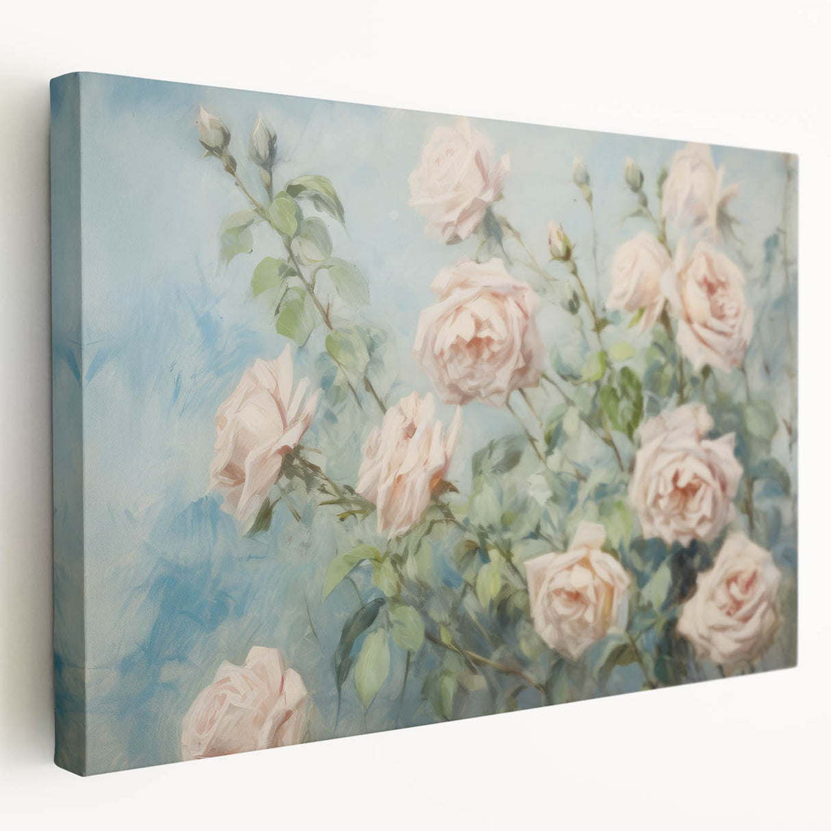 Vintage Botanical Art Print - Soft Pink Roses – Framed