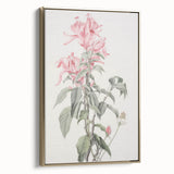 Vintage Botanical Art Print - Pink Floral Illustration – Framed