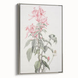 Vintage Botanical Art Print - Pink Floral Illustration – Framed