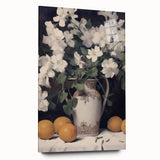 Vintage Botanical Art Print - White Flowers in Vase with Lemons – Framed