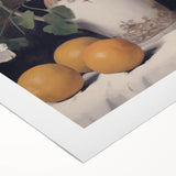 Vintage Botanical Art Print - White Flowers in Vase with Lemons – Framed