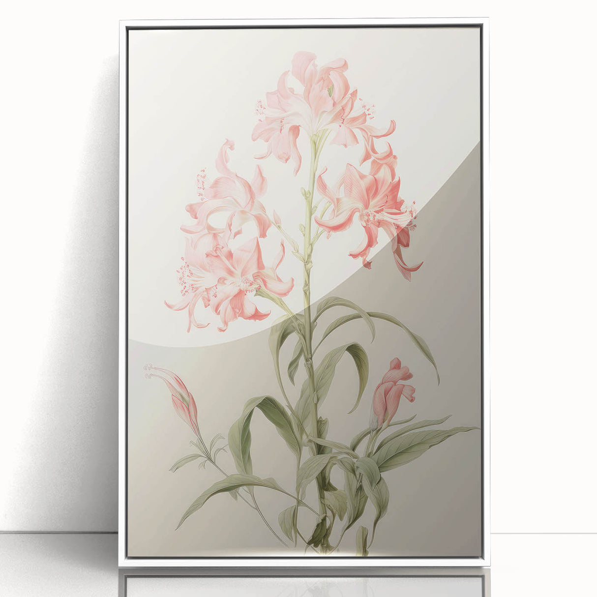 Vintage Botanical Art Print - Pink Flower Illustration – Framed