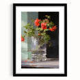 Vintage Botanical Art Print - Red Flowers in Glass Vase – Framed