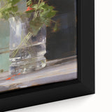 Vintage Botanical Art Print - Red Flowers in Glass Vase – Framed