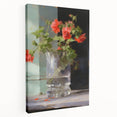 Vintage Botanical Art Print - Red Flowers in Glass Vase – Framed