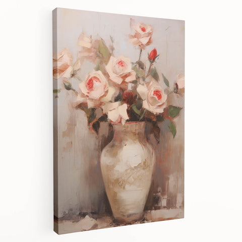 Vintage Botanical Art Print - Roses in Vase – Framed