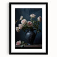 Vintage Botanical Art Print - Roses in Black Vase – Framed