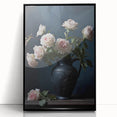 Vintage Botanical Art Print - Roses in Black Vase – Framed