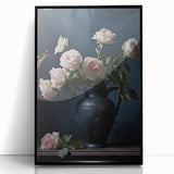 Vintage Botanical Art Print - Roses in Black Vase – Framed