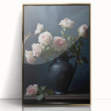 Vintage Botanical Art Print - Roses in Black Vase – Framed