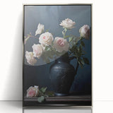 Vintage Botanical Art Print - Roses in Black Vase – Framed
