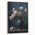 Vintage Botanical Art Print - Roses in Black Vase – Framed