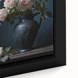 Vintage Botanical Art Print - Roses in Black Vase – Framed