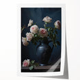 Vintage Botanical Art Print - Roses in Black Vase – Framed